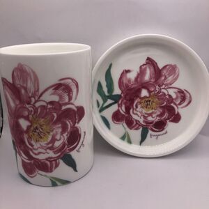 Fragonard Parfumeur Bathroom Set Floral Rose Soap Dish Toothbrush Cup